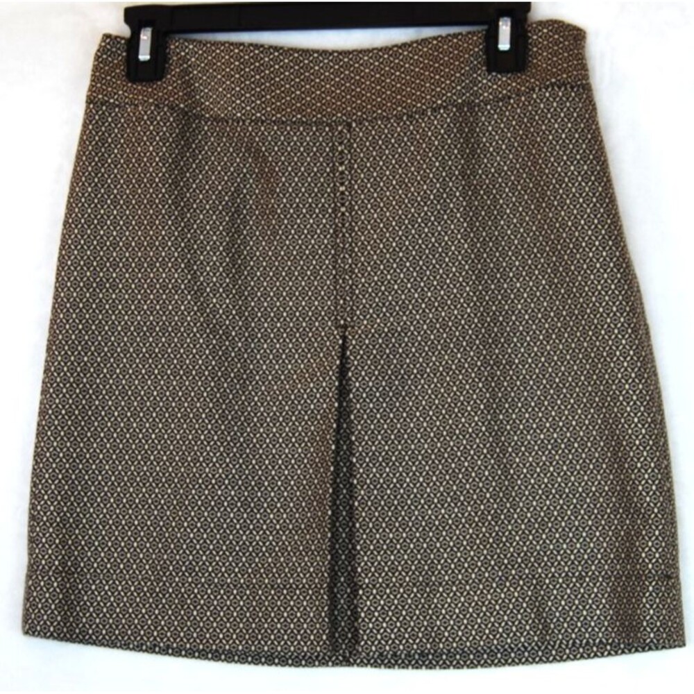 Ann Taylor Loft 2P Brown Mini Pencil Pleat Skirt Adademia Preppy Work Wear